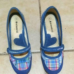 Women's Blue Mary Jane Style High Heel Wedge Shoes